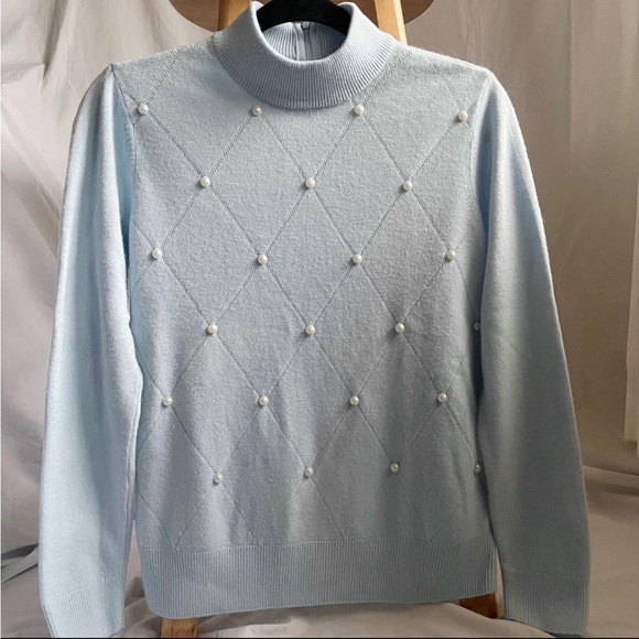 Beaded Pearl Mock Neck - Picture 1 of 4